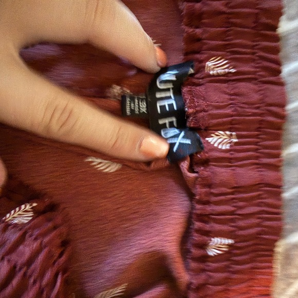 Red Pants with White leaf Pattern - Picture 2 of 2